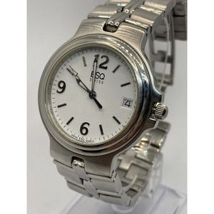 ESQ Swiss E3698 Men’s Stainless Steel White Date Dial Wrist Watch By Movado